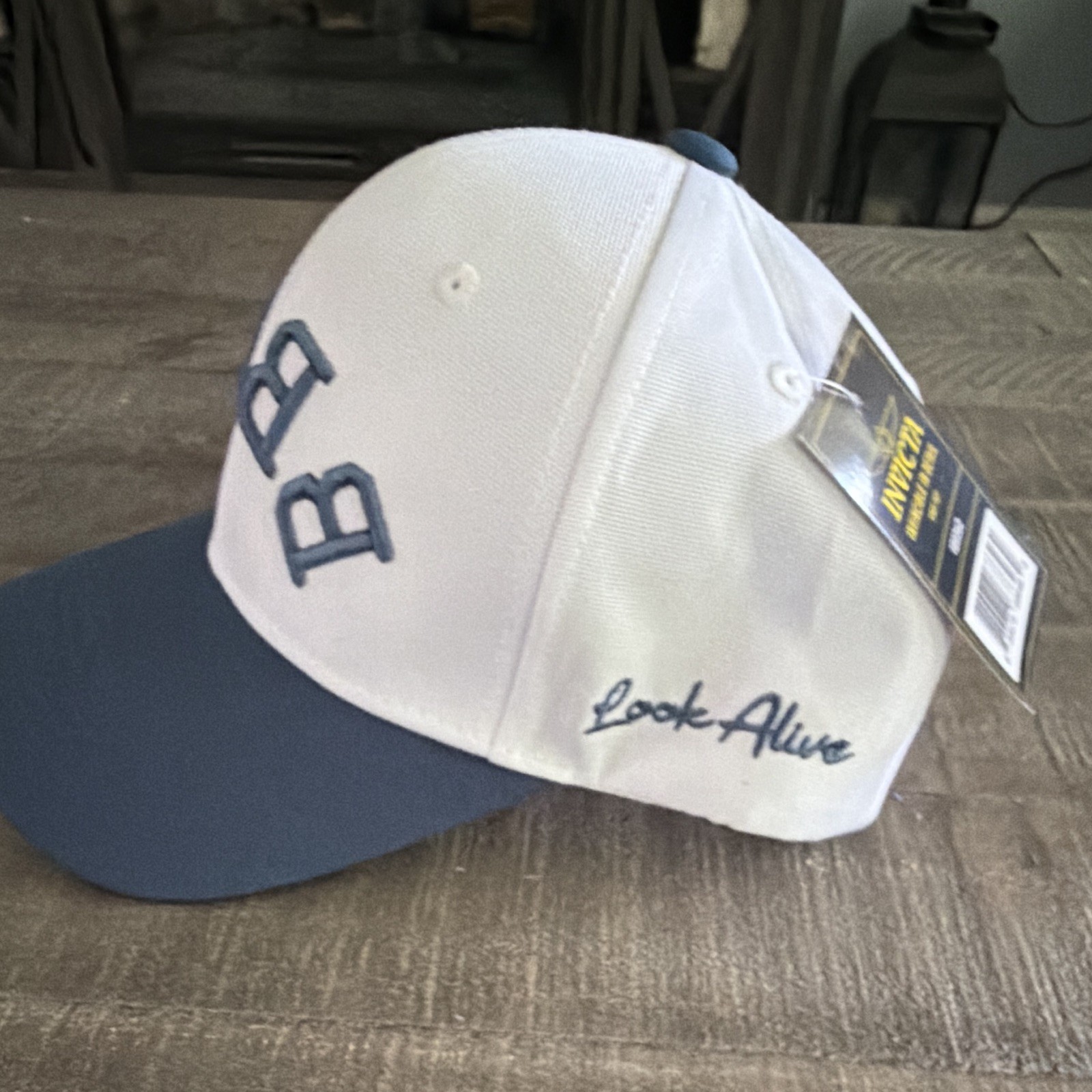 Men’s White & Blue Embroidered BSD Baseball Cap Hat Adjustable One Size