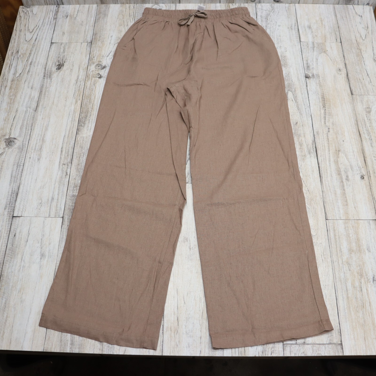 Wide Leg Pajama Pants Rayon Blend Taupe Lounge Sleepwear, 2 Pack -Size Large