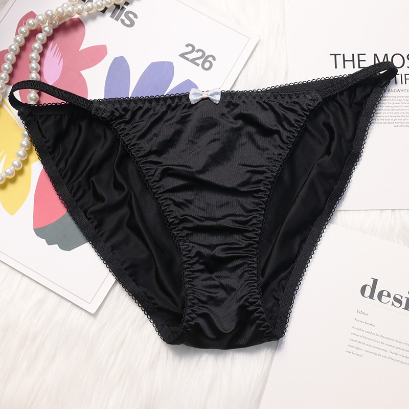 4PCS/LOT Sexy Womens Silky Satin Panties Underwear Bikinis Briefs Lingerie Soft