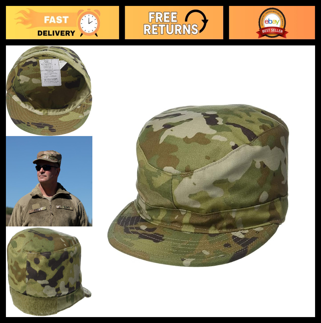 Water-Repellent Mil-Spec Patrol Cap, ACU NYCO Fabric, OCP Camo Hat