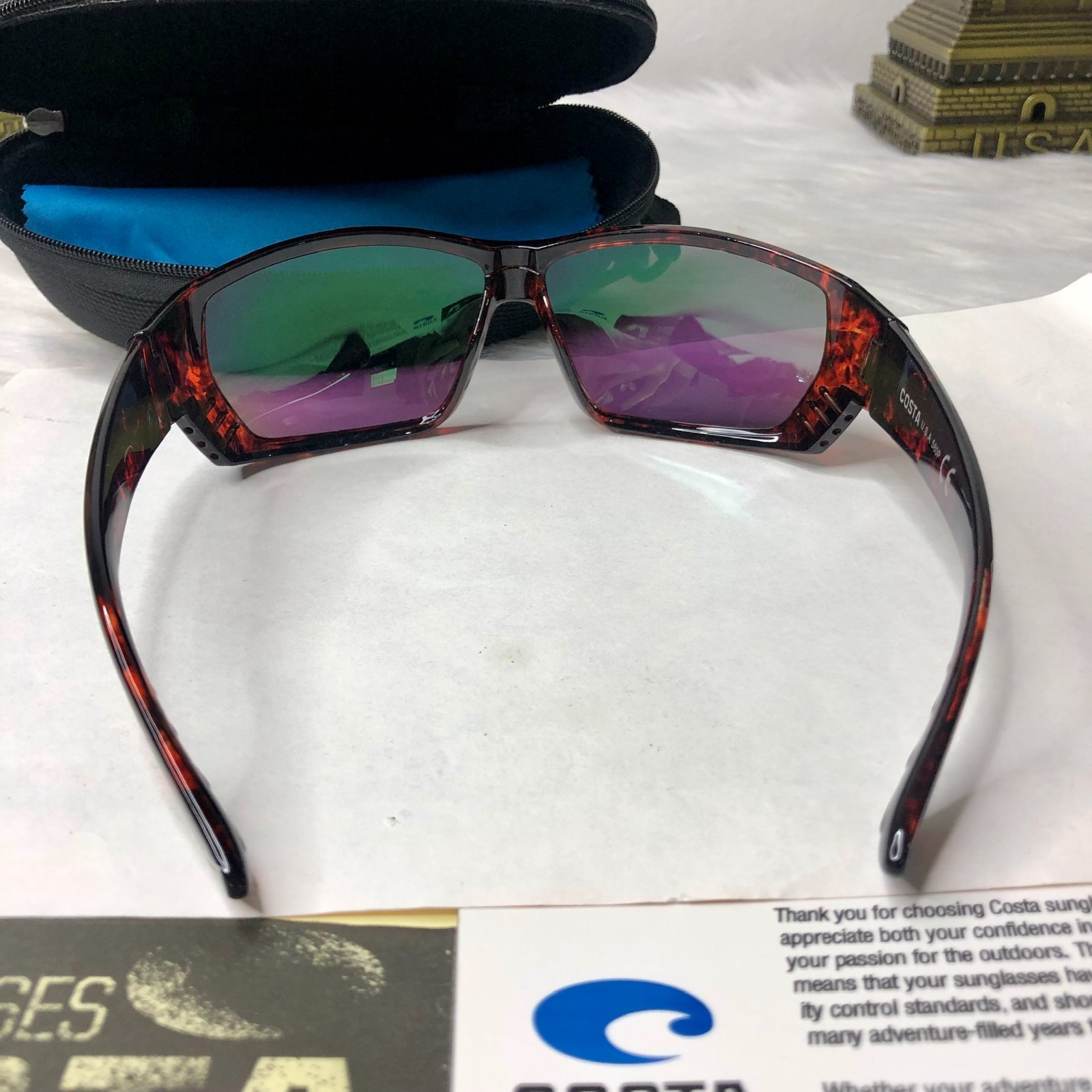 NEW Costa Del Mar Fantail Polarized Sunglasses Tortoise Blue Mirror 580P UV400