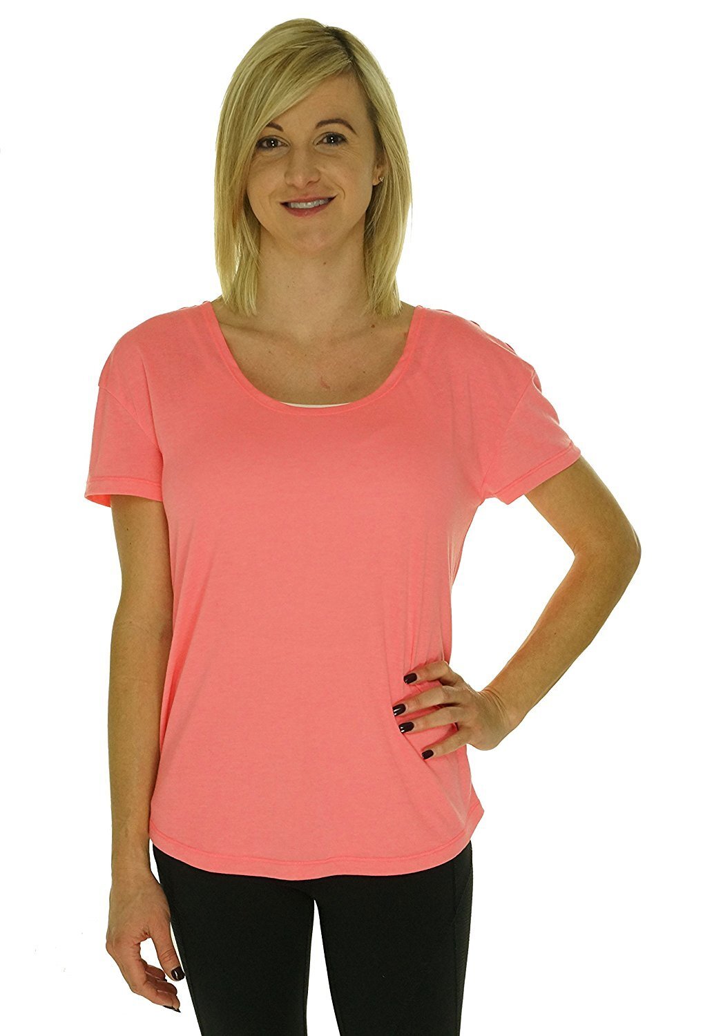 Ideology Womens Slub U-Neck Ballet Top, Punch