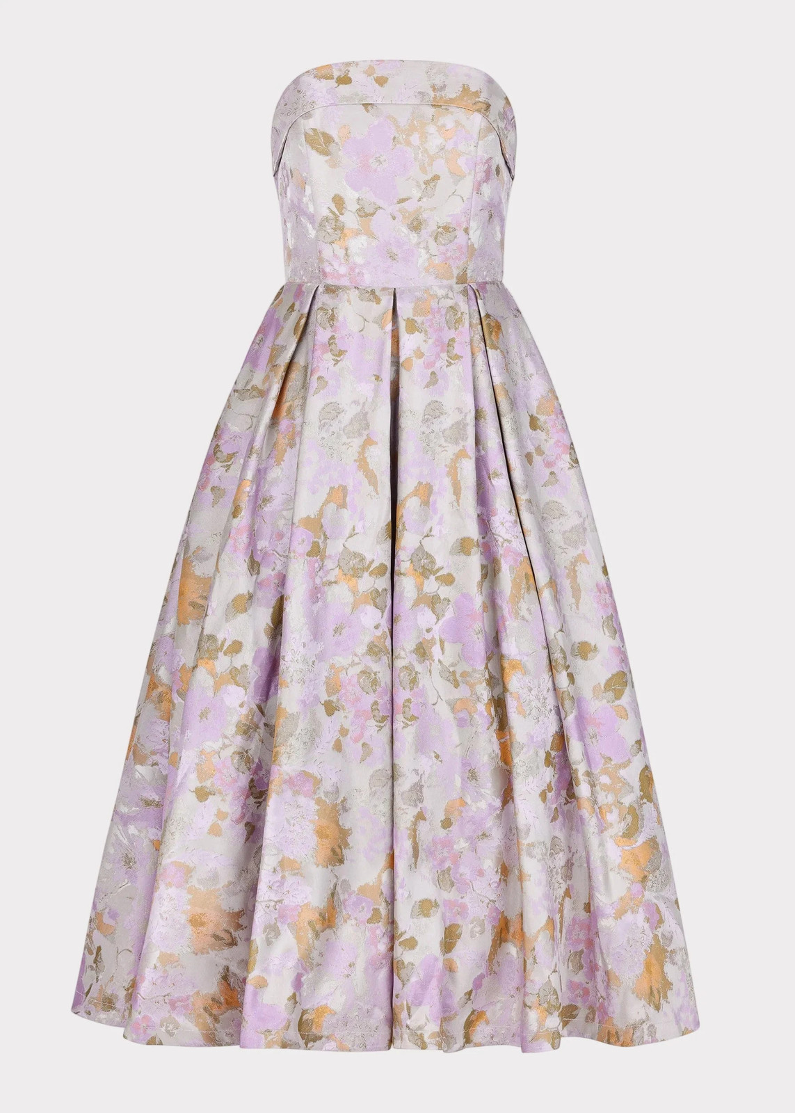 Strapless Lavender Floral Jacquard Ball Gown Formal Evening Prom Dresses