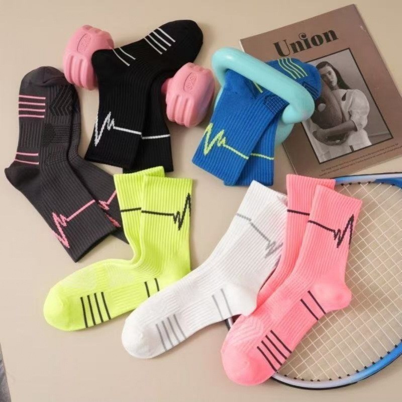 5Pairs Running Compression Socks for Men Crew Socks with Cushion Sport socks