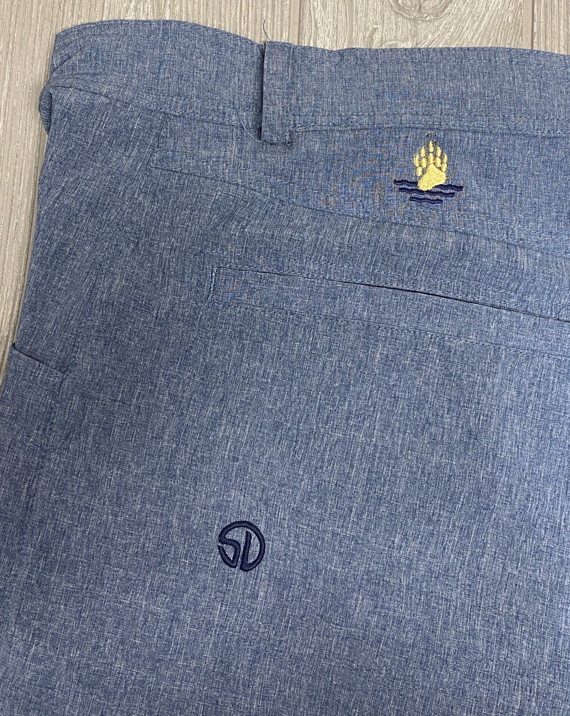 Straight Down Shorts Men’s Blue Chino Golf Casual Flat Front 10”Inseam Size 34