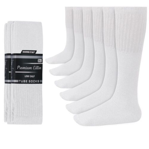 6-12-18 Pairs Men’s White Tube Socks Over The Calf Sport Cotton Socks Big &Tall