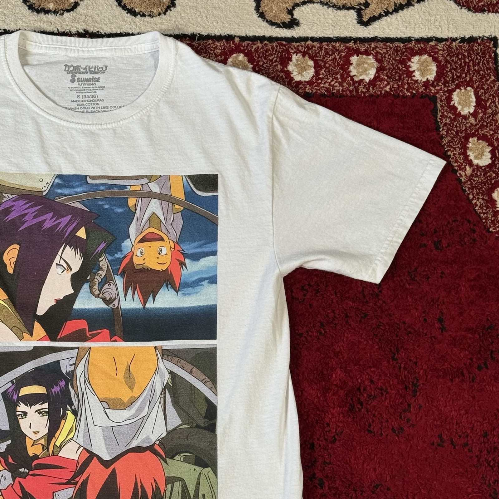 Cowboy Bebop Faye Valentine Edward Wong Anime White Graphic T Shirt Size S