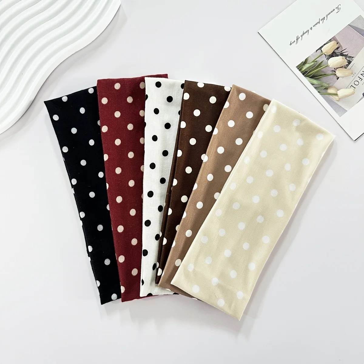 Polka Dot Headband Women Wide sweatband Hair Band Non Slip Hair Accessory
