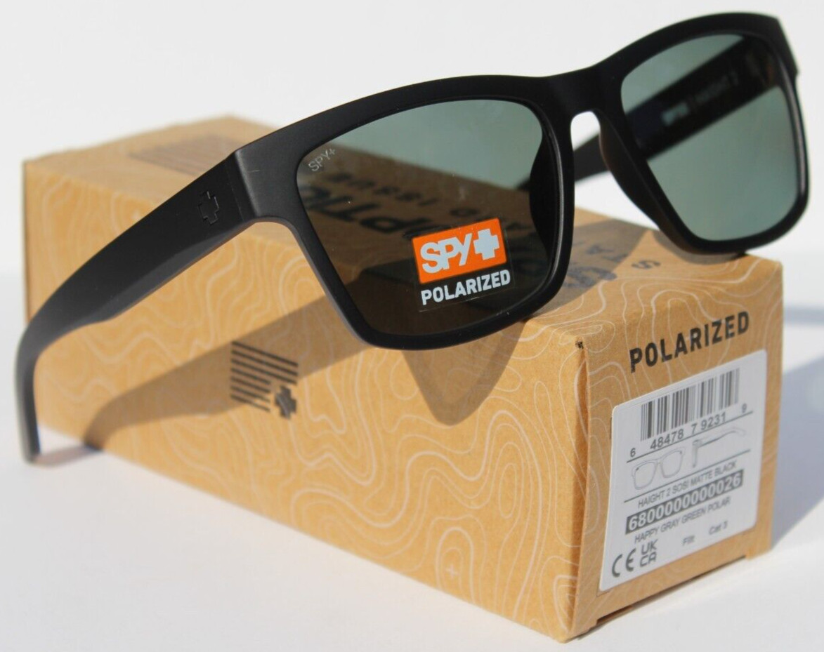 SPY OPTICS Haight 2 SOSI POLARIZED Sunglasses Matte Black/Happy Gray Green NEW