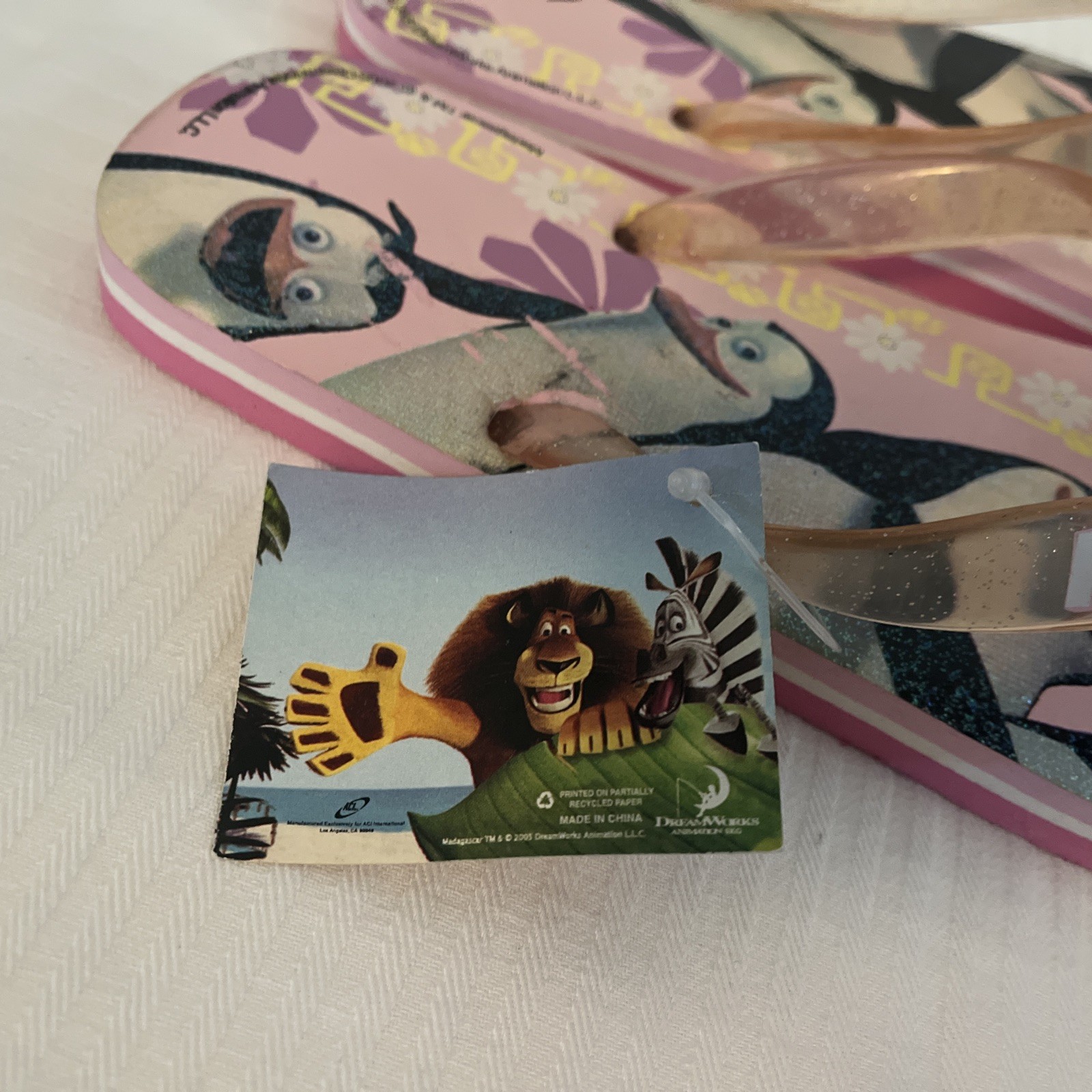 Madagascar Flip Flop Sandals Womens Size 7/8 Dreamworks 2006 New with tag