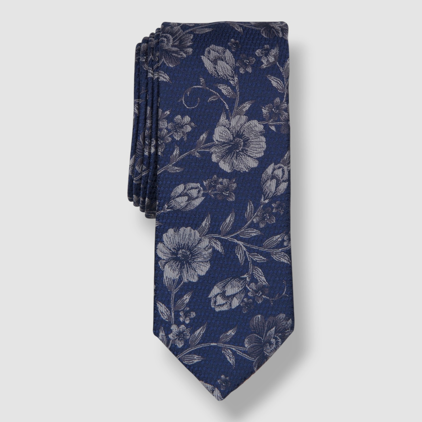 Bar III Men’s Blue Silk Waverly Floral Skinny Neck Tie Size 58 x 2.5