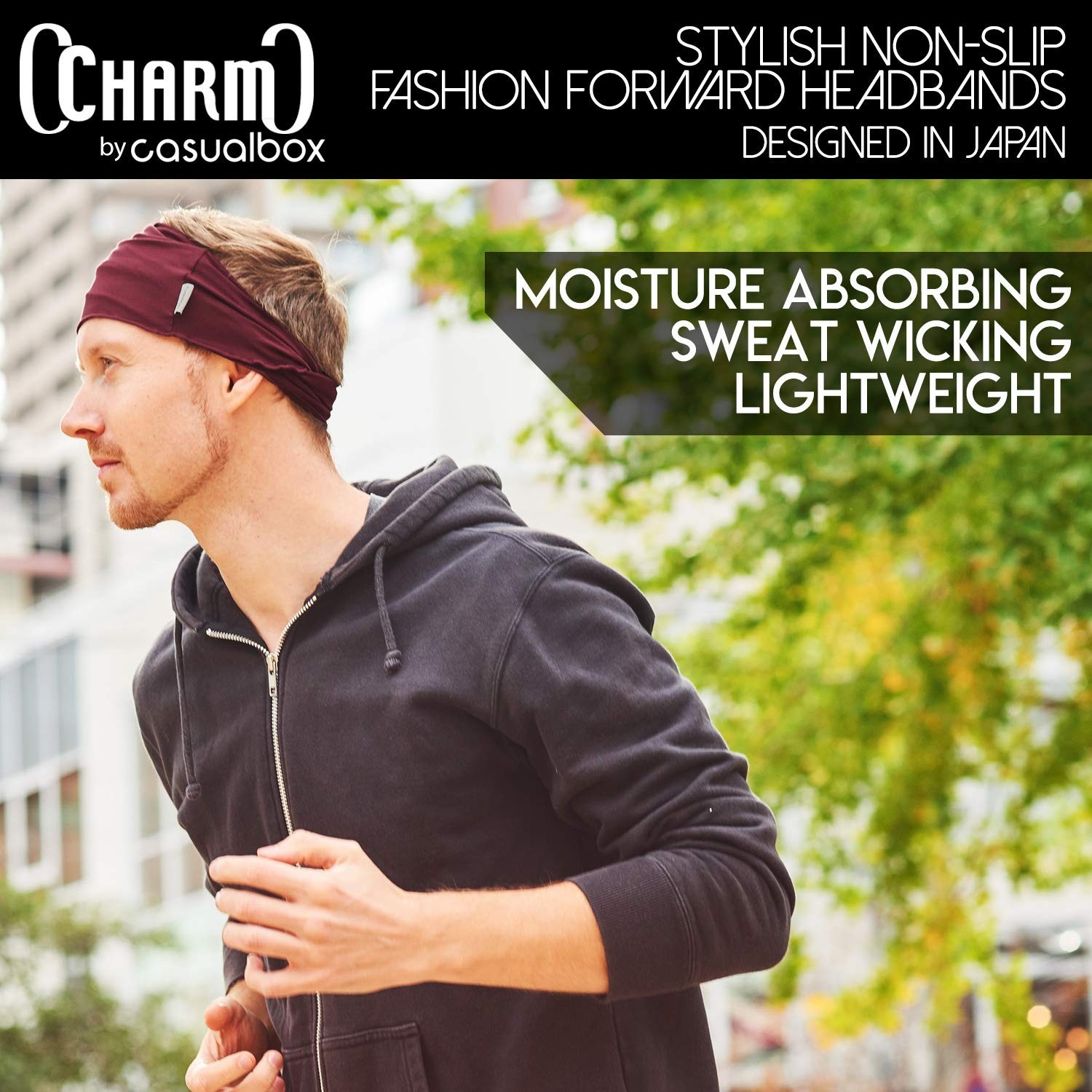 Japanese Style Headbands for Men & Women – Elastic Workout & Yoga Head Wraps, 2-