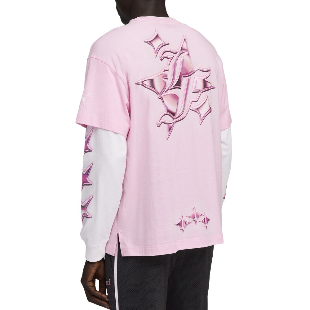PUMA X Lafrance Pink Heem Crew Neck Long Sleeve T-Shirt Mens Pink Casual Tops 6