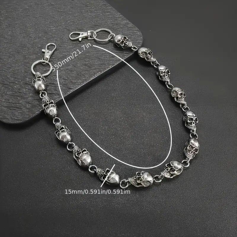 Silvery Skull Jeans Chain Hip Hop Punk Waist Chain Men’s Accessories Alloy