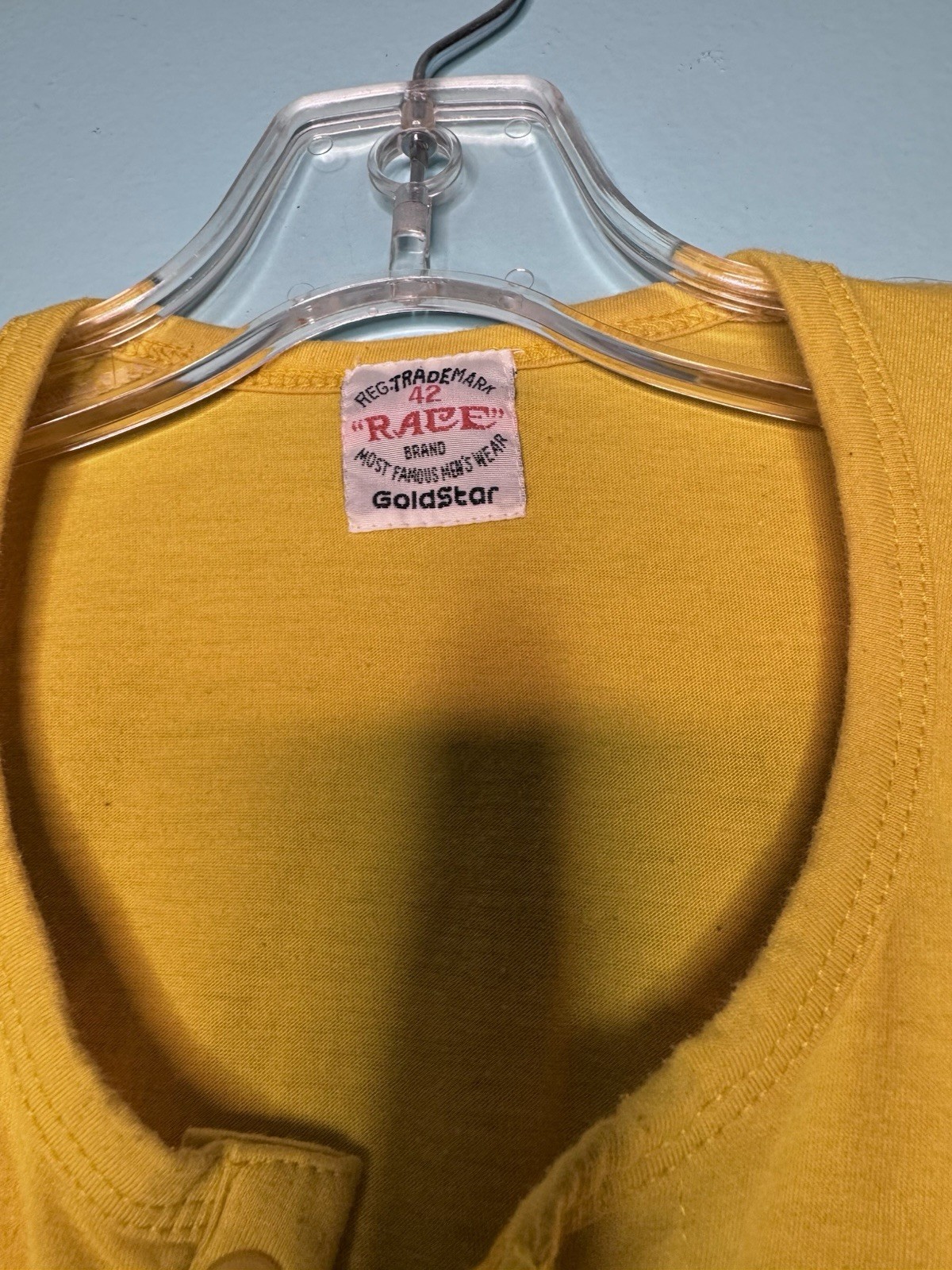 Race Brand Short Sleeve T Shirt Henley Goldstar After Pocket Yellow