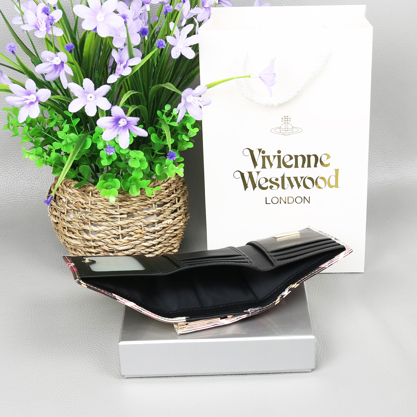 Vivienne Westwood Gamaguchi Trifold Wallet checked pattern 11cm × 9cm × 3cm
