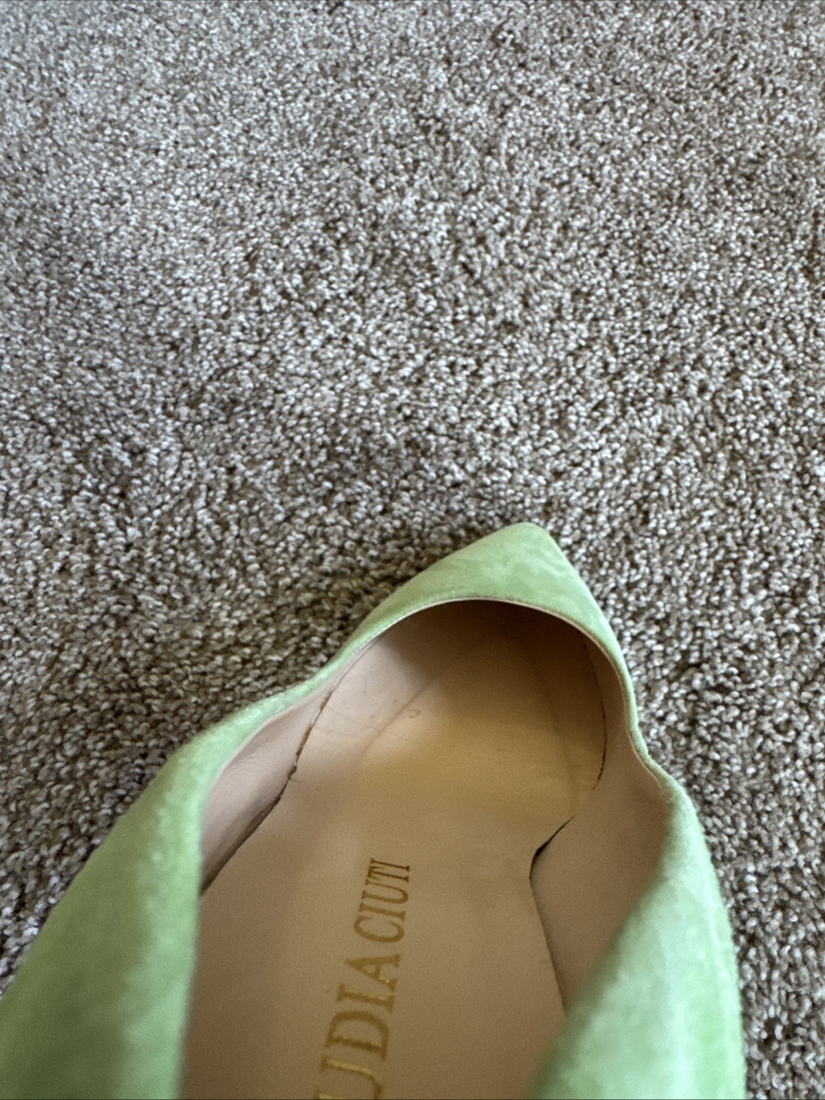 Claudia Ciuti Italy Green Suede Leather Heeled Pumps Shoes Vero Cuoio Size 7.5