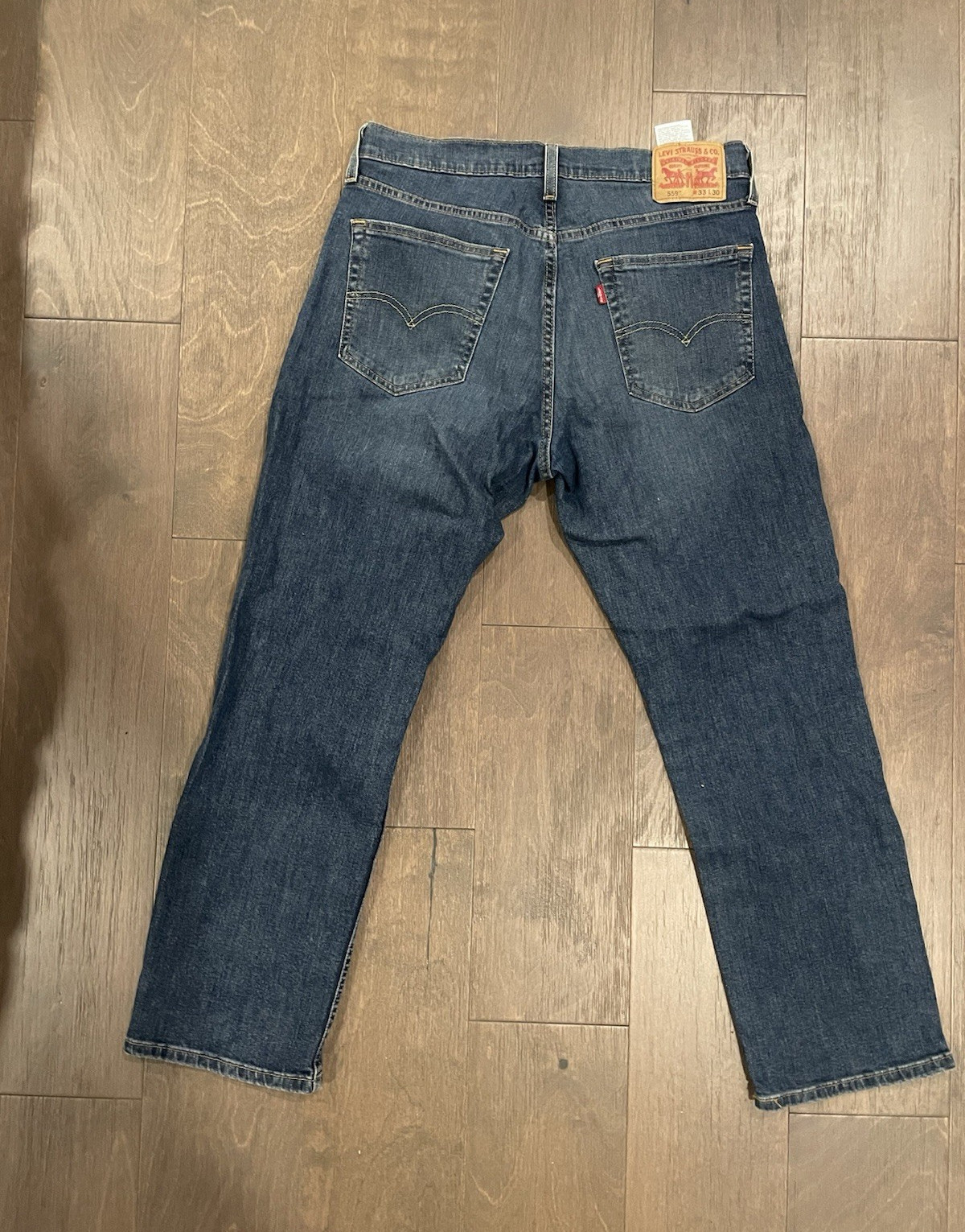Levi’s Men’s Dark Wash Blue Denim Straight Relaxed Mid Rise 5-Pocket Jeans