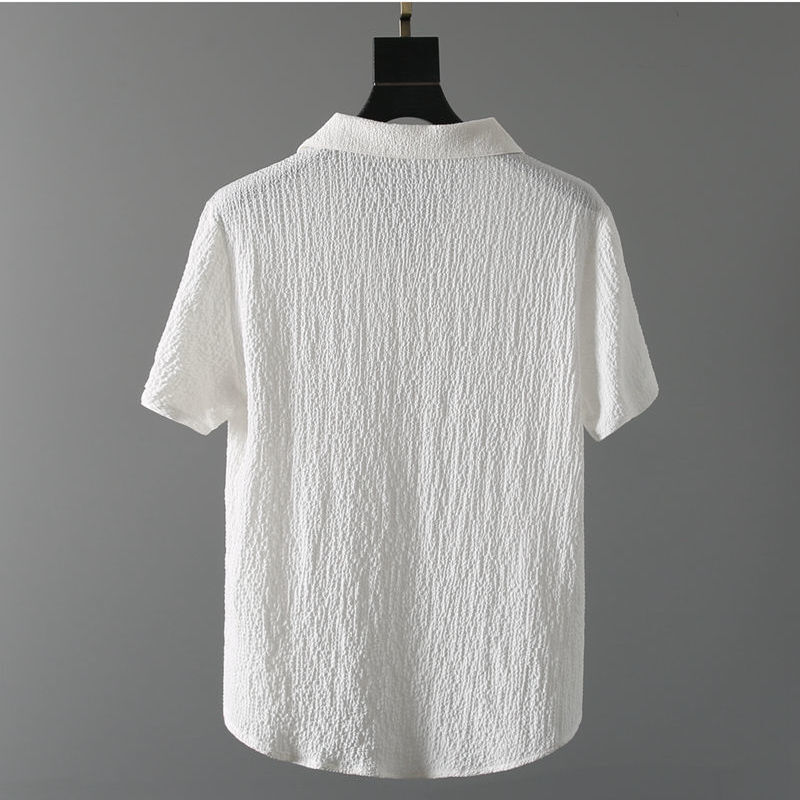Men’s Spring Summer Short Sleeve Casual Suit Slim Two-piece Set Drawstring Pants