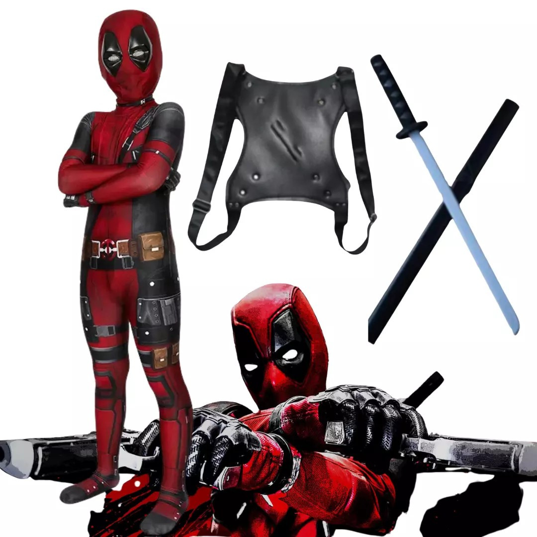 Deadpool Kids Cosplay Costume Superhero Jumpsuit