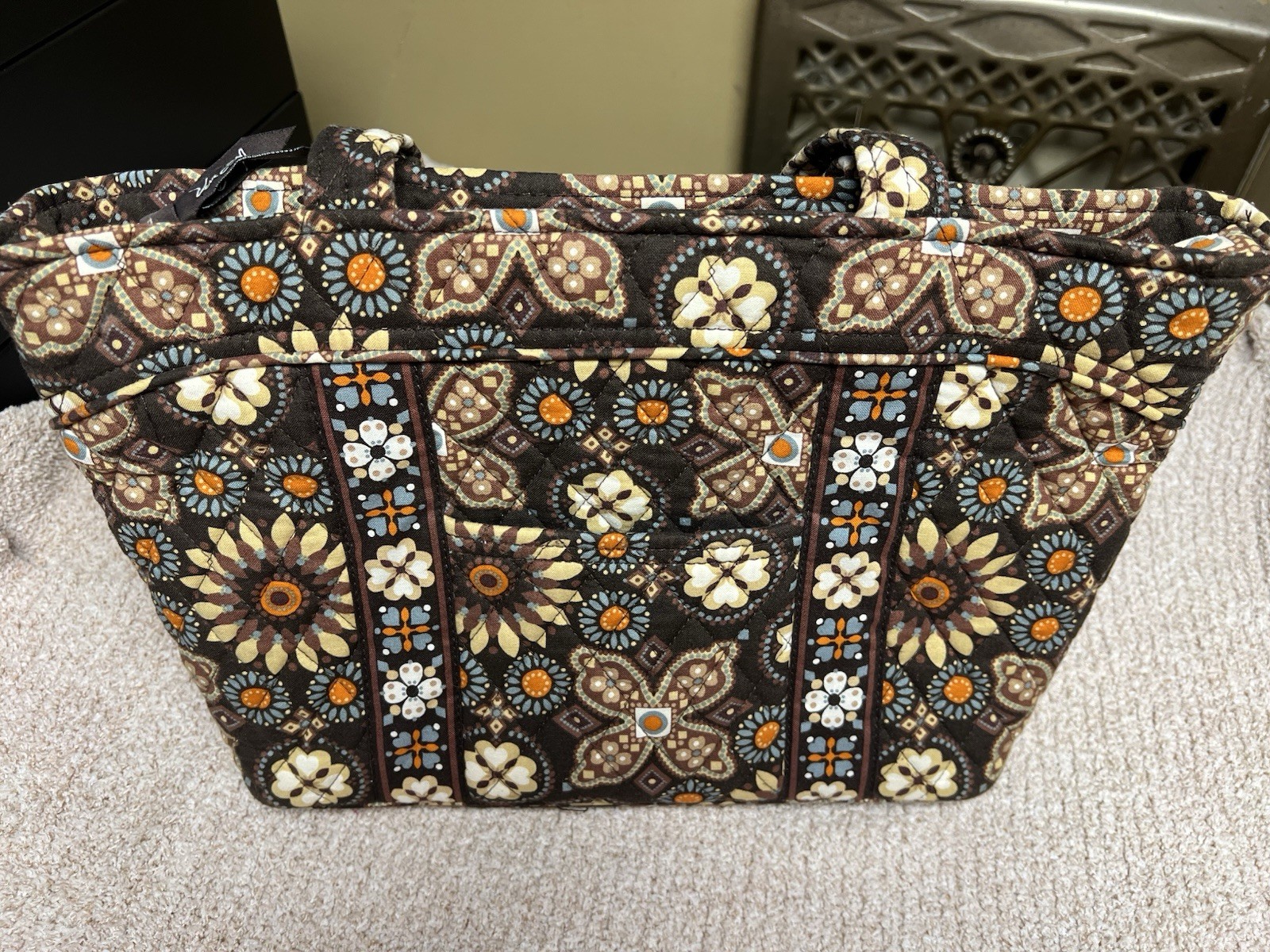 Vera Bradley Canyon Tote Shoulder Bag Brown Floral Quilted Purse Zip Top/Wallet