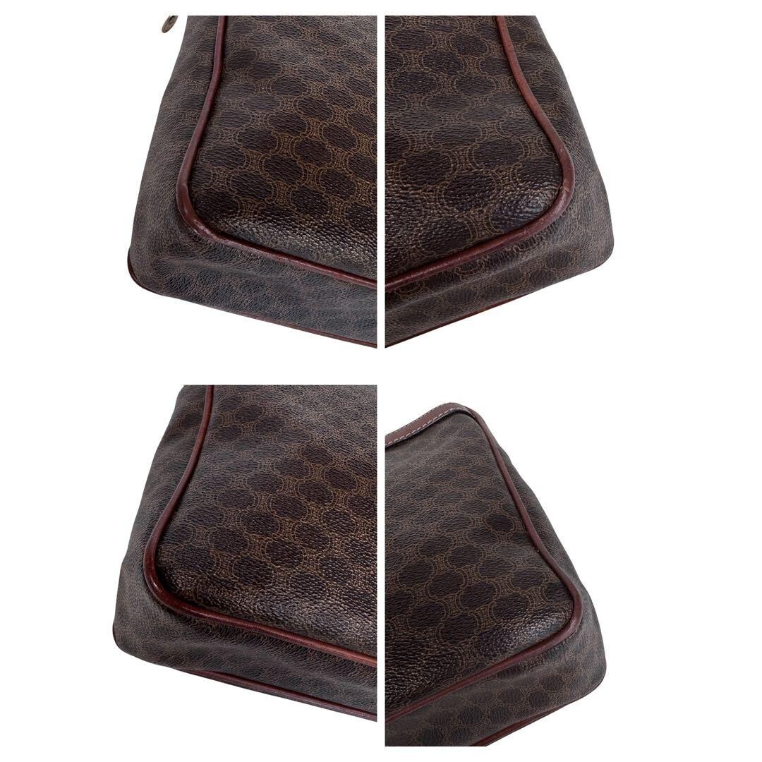 CELINE Shoulder bag Macadam PVC Leather Brown Vintage Authentic From Japan