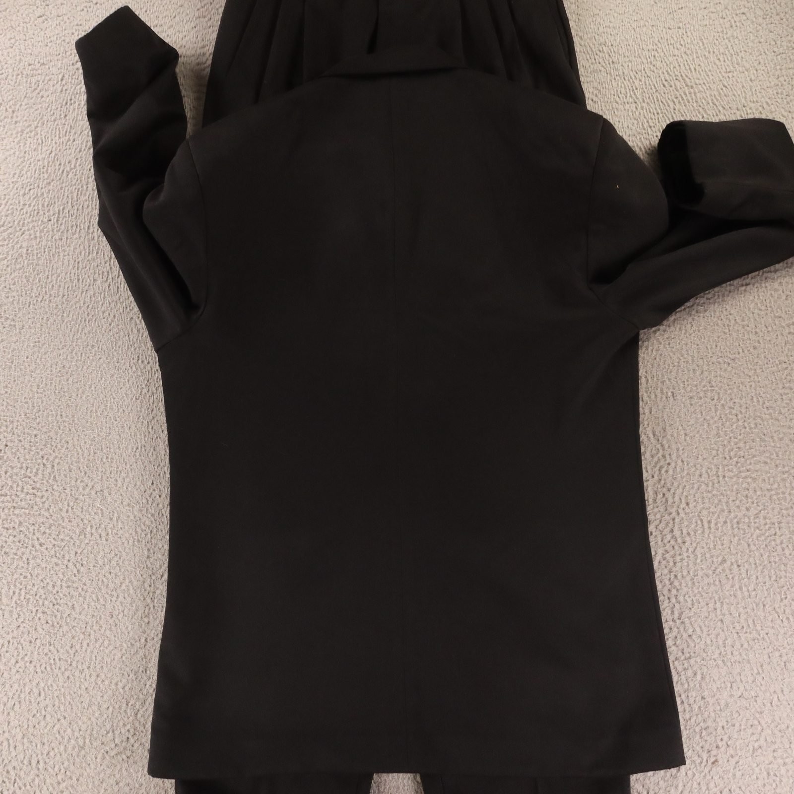VTG COZZ Suit 42R M 31×31 Black Micro Fiber Polyester Twill Double Breasted USA