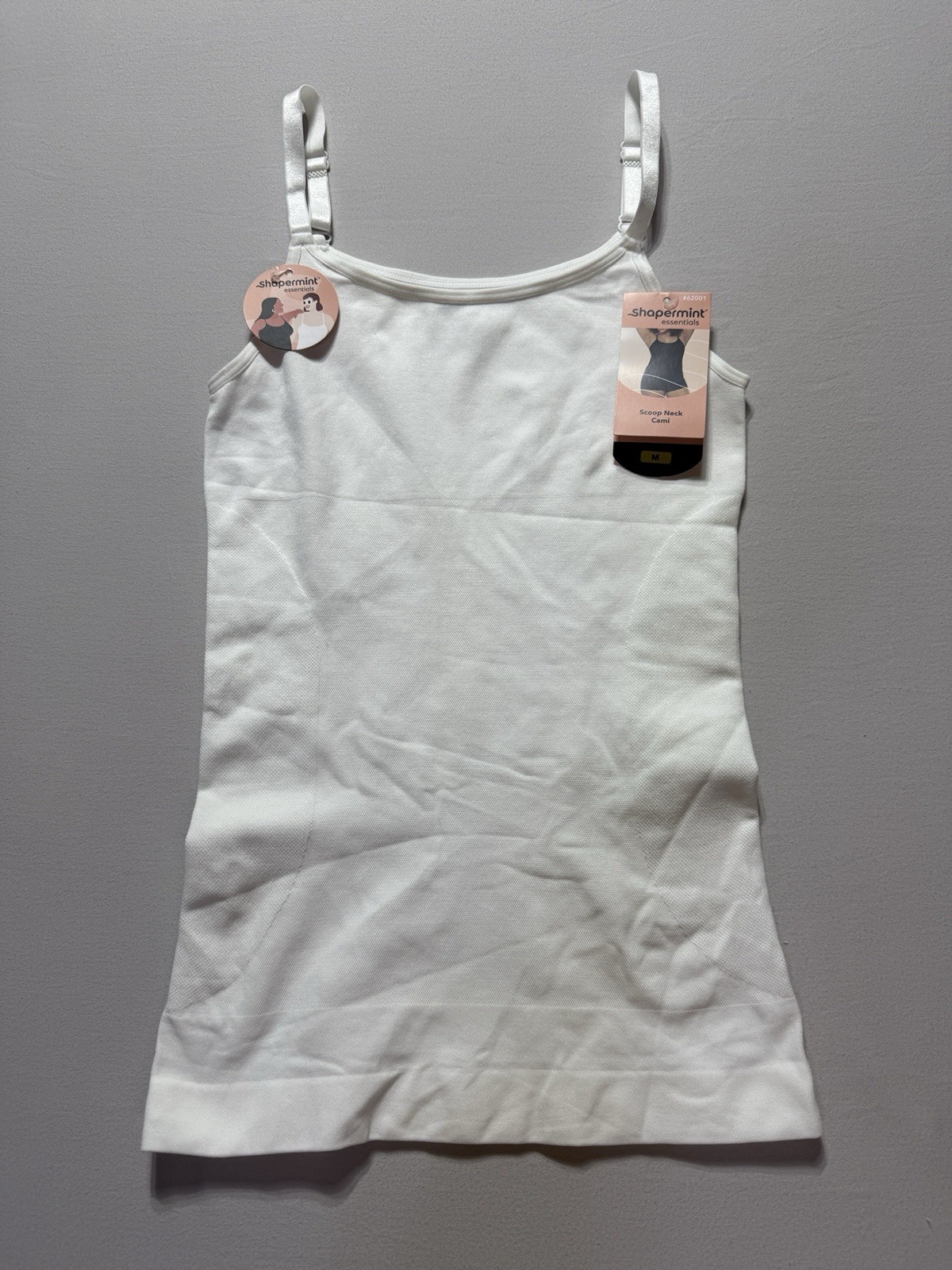 Shapermint Essentials All Day Scoop Neck Cami Womens M White Shapewear NWT