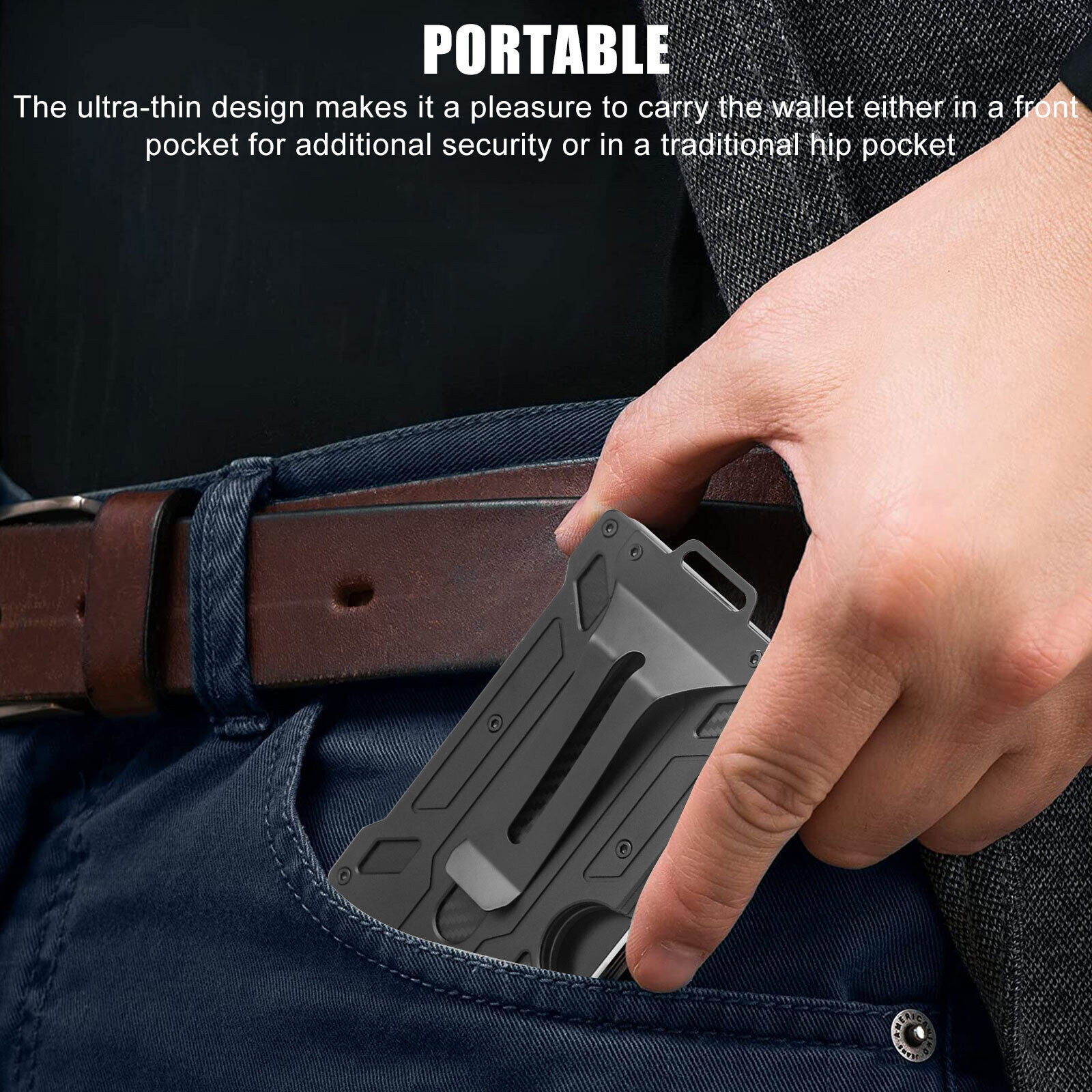 Men’s Aluminum RFID Blocking Money Clip Slim Credit ID Card Holder Metal Wallet