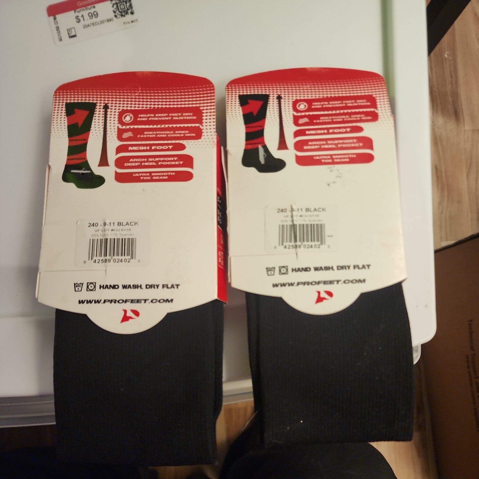 ProFeet Graduated Compression Socks Black M 9‑11 Athletic x2 Performance USA