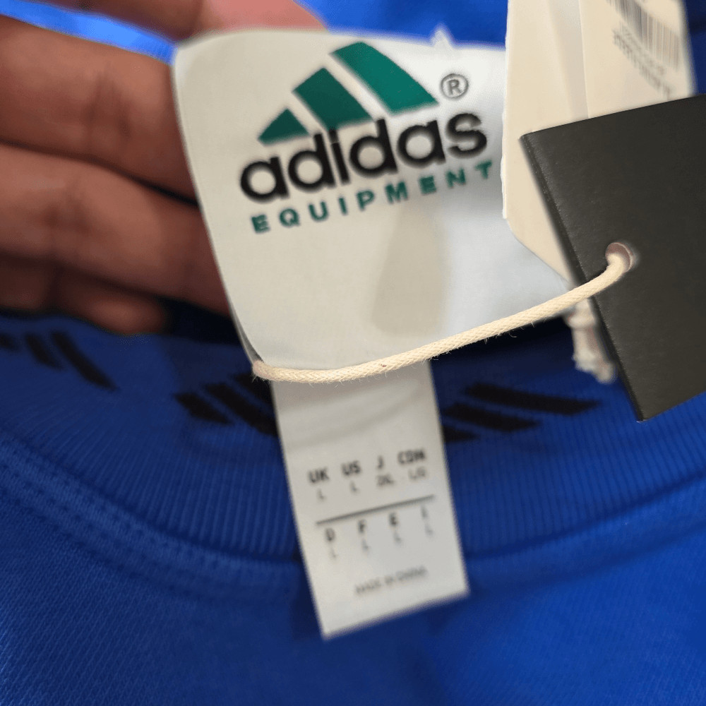 Adidas EQT Equipment Crew Sweatshirt Washed Fleece Men’s Large Royal Blue JC8223