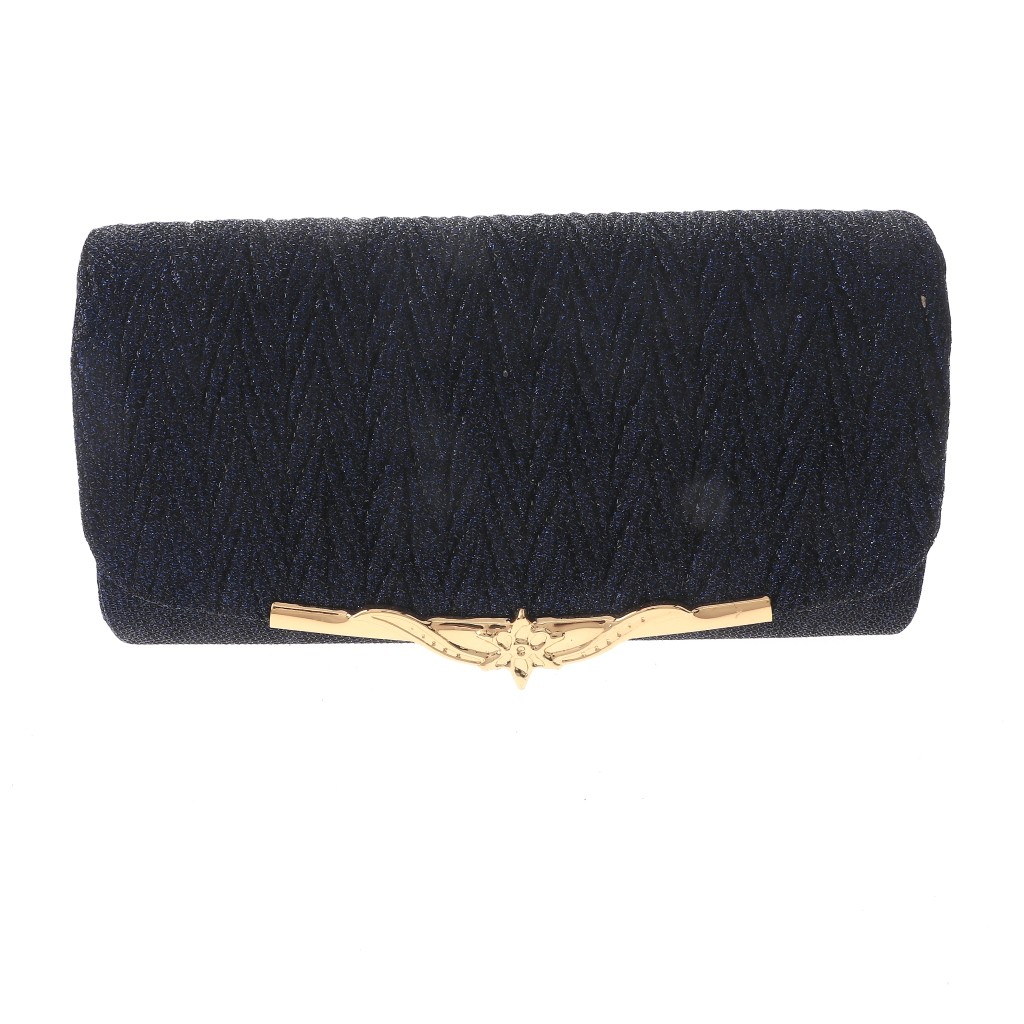 Fashion Front Folded Glitter Fabric Clutch Evening Bag HSY115-NBL