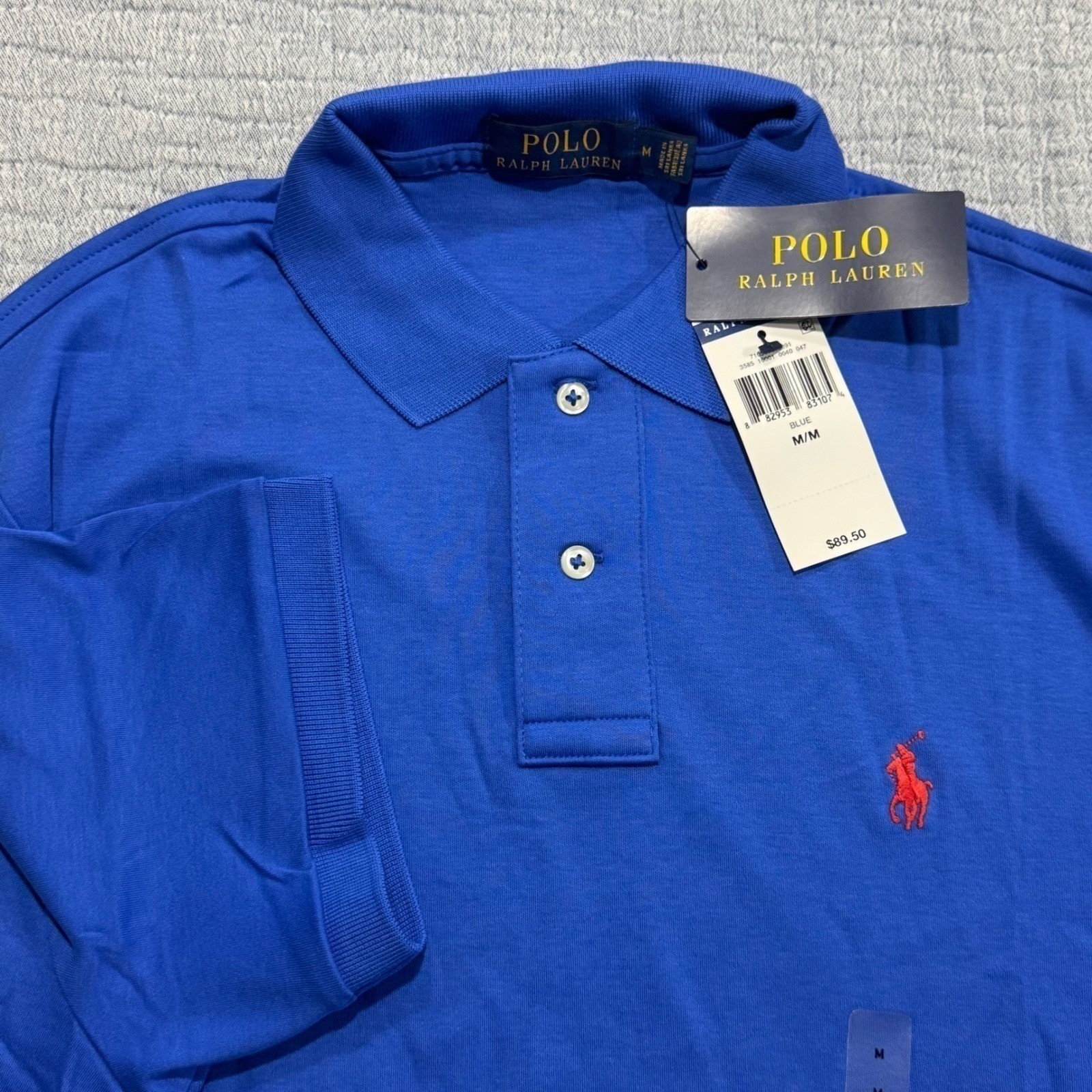 NWT Polo Ralph Lauren Golf Polo Soft Cotton Shirt Men’s Medium Blue W/ Red Pony
