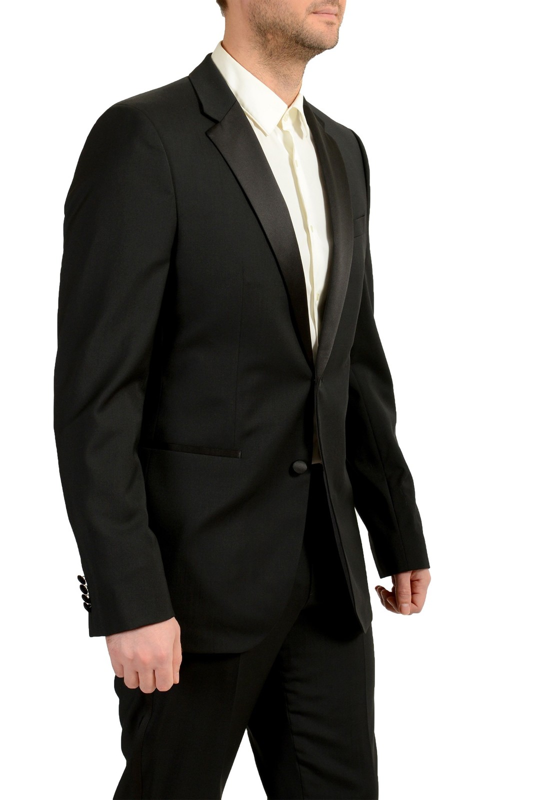 Hugo Boss Men’s “The Stars75/Glamour3” Black Tuxedo 100% Wool Suit US 40L IT 50L