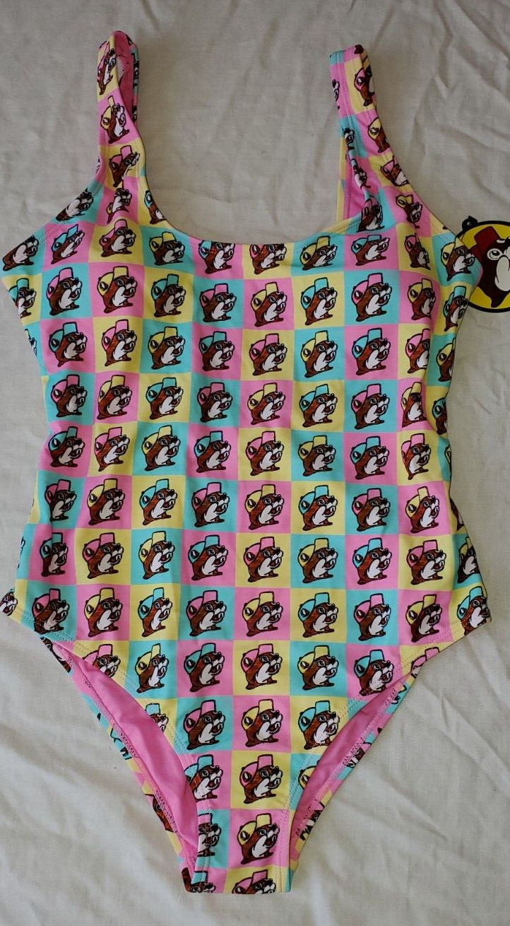 BUC-EE’S Women’s 1 Piece Swim Suit X-LARGE Buc-ee Beaver All Over Print NEW