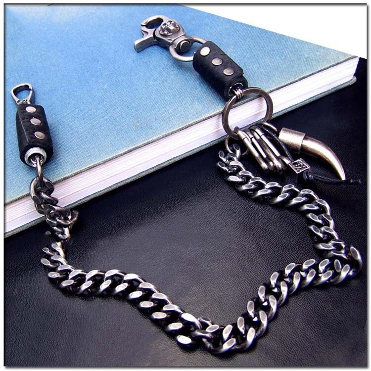 Vintage 22 Inch Biker Trucker Skull Jean Wallet Key Heavy Chain Accessory