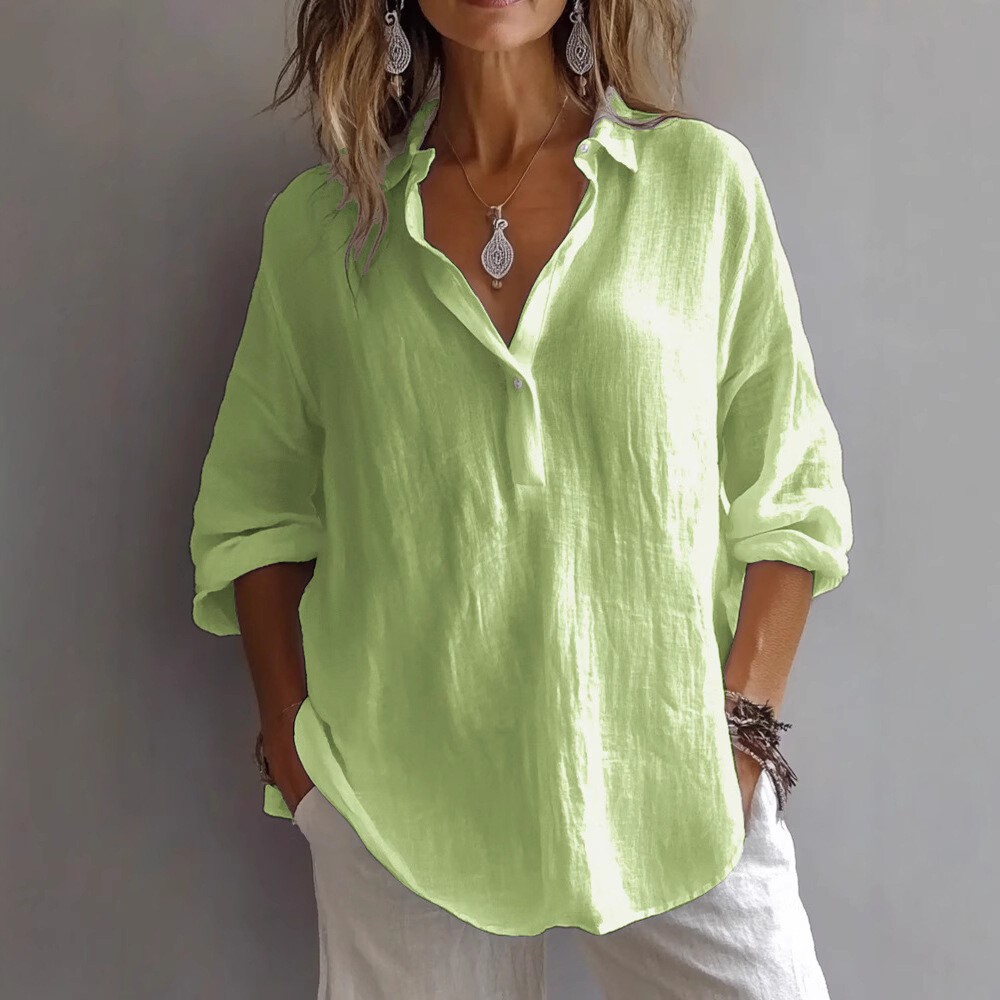 Womens 3/4 Sleeve V Neck Tunic Tops Ladies Casual Loose Collar T Shirt Blouse