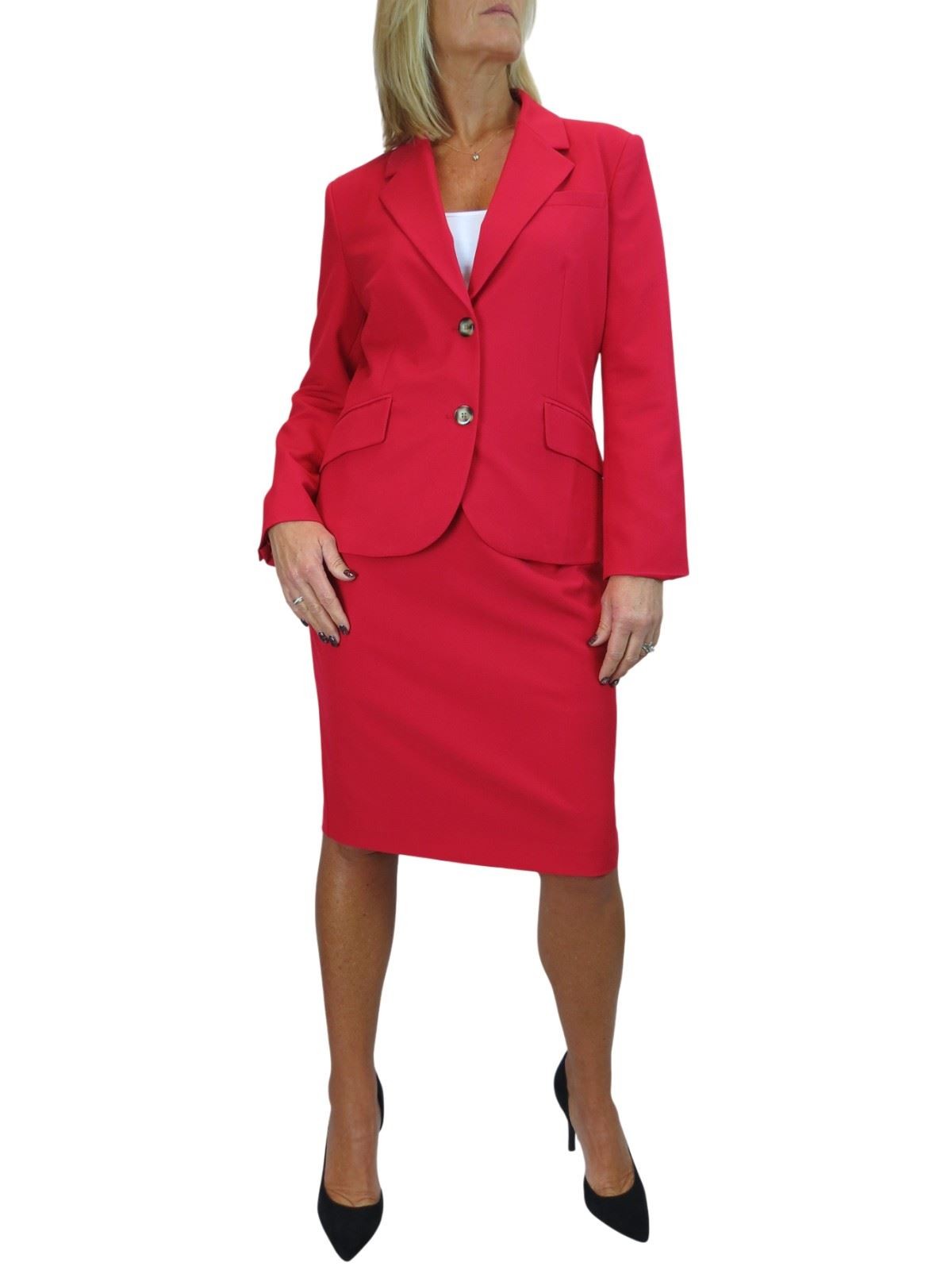 Ladies 2 Piece Tailored Suit – Skirt & Blazer Suit Fully Lined Essential Suit