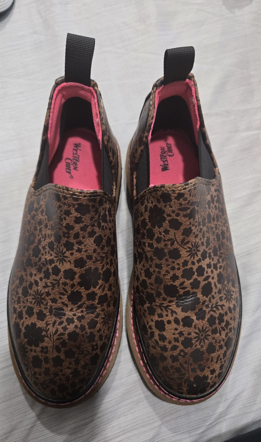Western Chief Women’s Brown Floral Slip-On Flats, Synthetic, Size 9