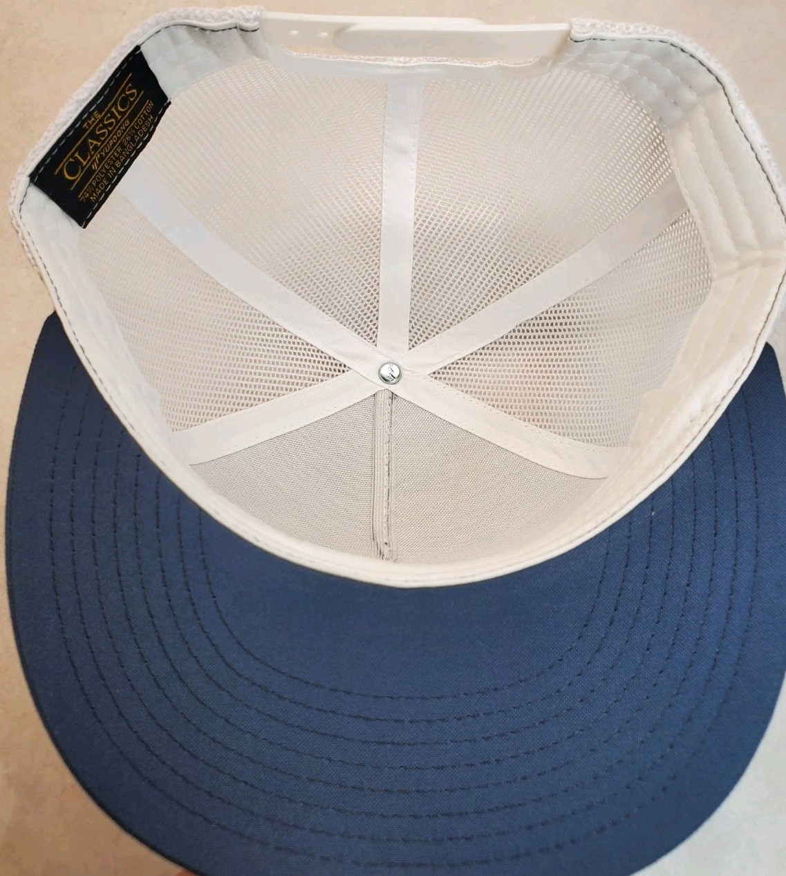 Peterbilt Red Patch Yupoong Trucker Hat YP Classic 6006 Snapback Navy/White