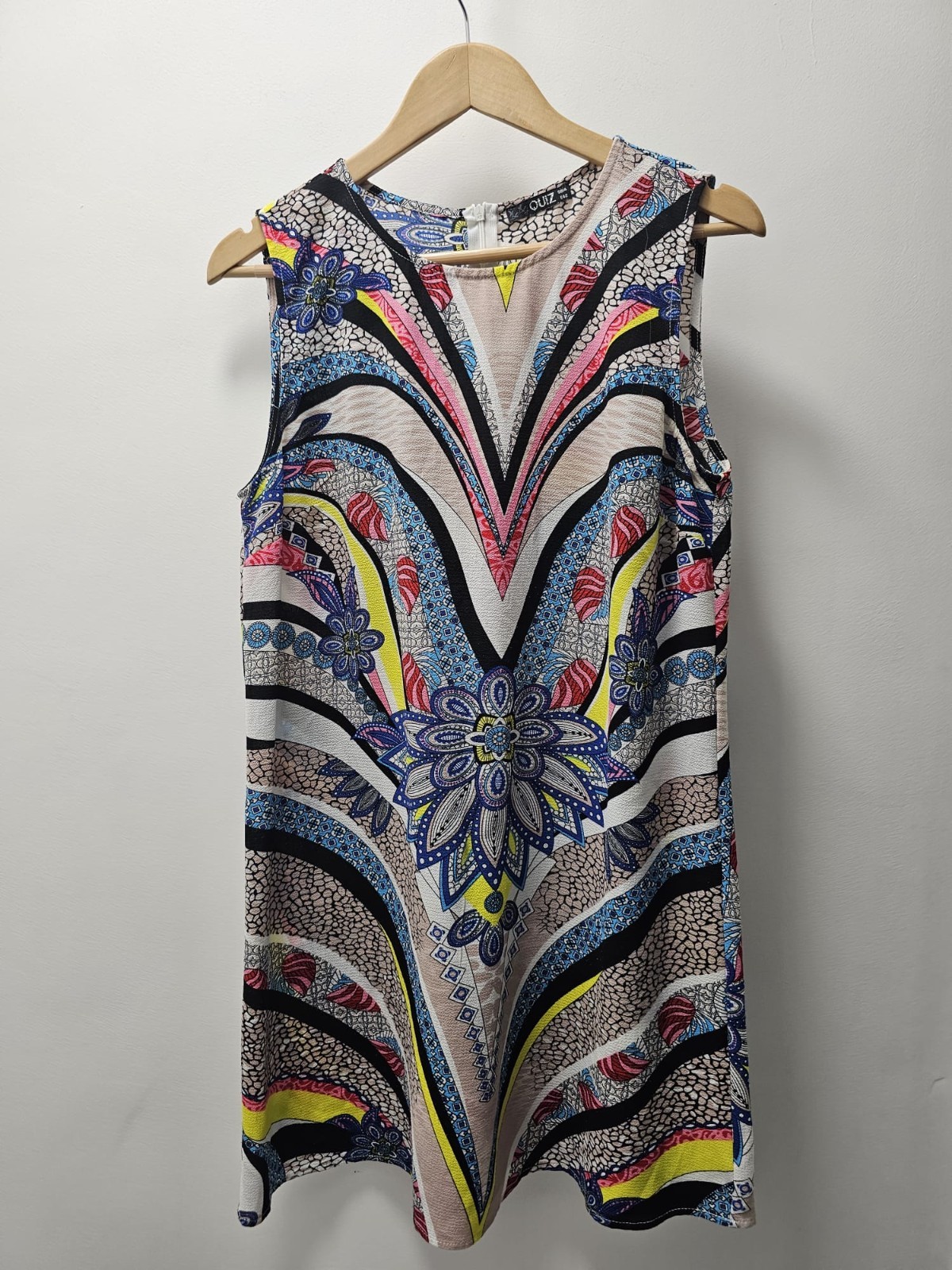 Quiz Shift Dress Womens UK 14 Sleeveless Geometric Floral Print Polyester C4