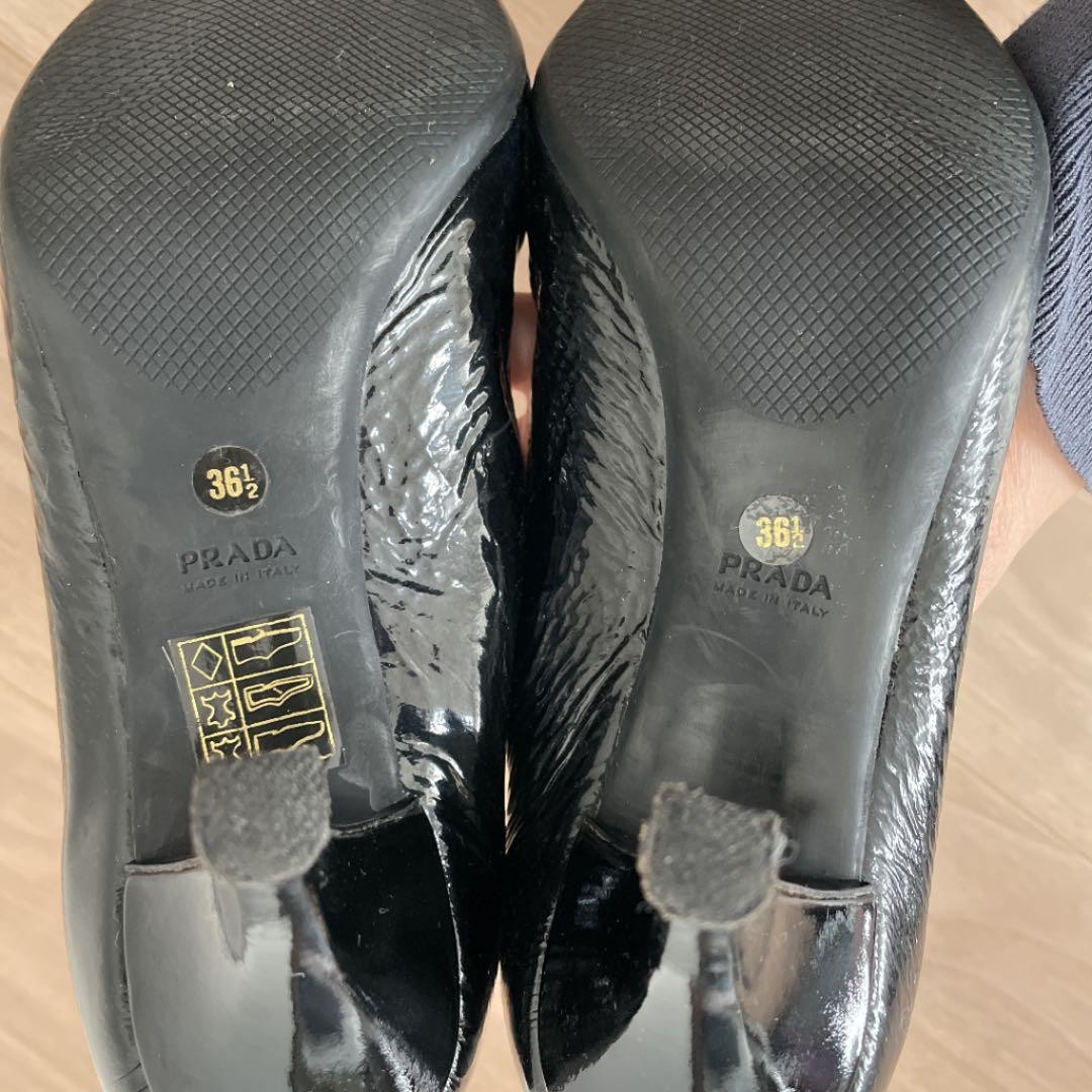 Rare PRADA Patent Leather High Heels Pumps Black Size 36.5 7.1-10cm Heel