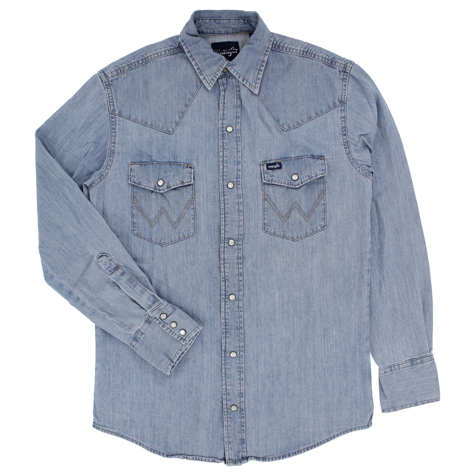 Wrangler Denim Western Long Sleeve Shirt, Snap Closure Button Up, Front Pockets