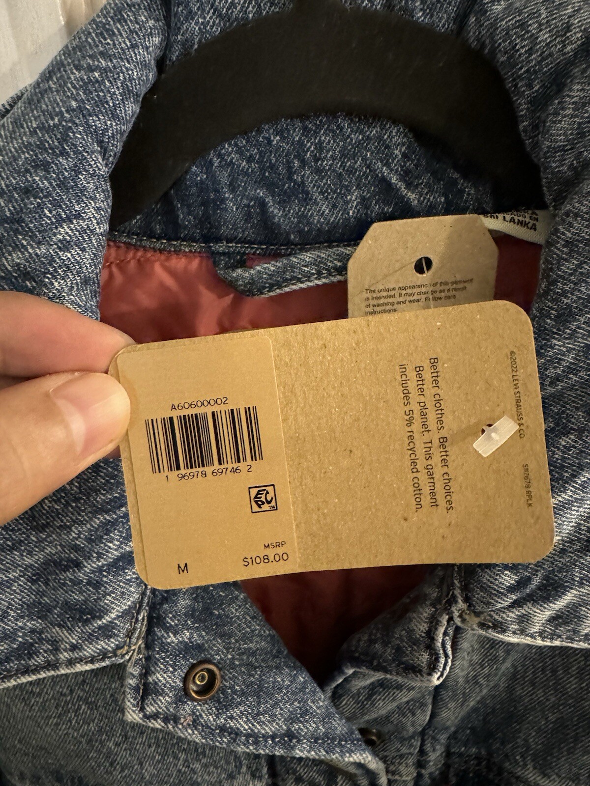 Levi’s Women Padded Trucker Jacket, Denim, Non-Stretch Whatever Whenever Medium