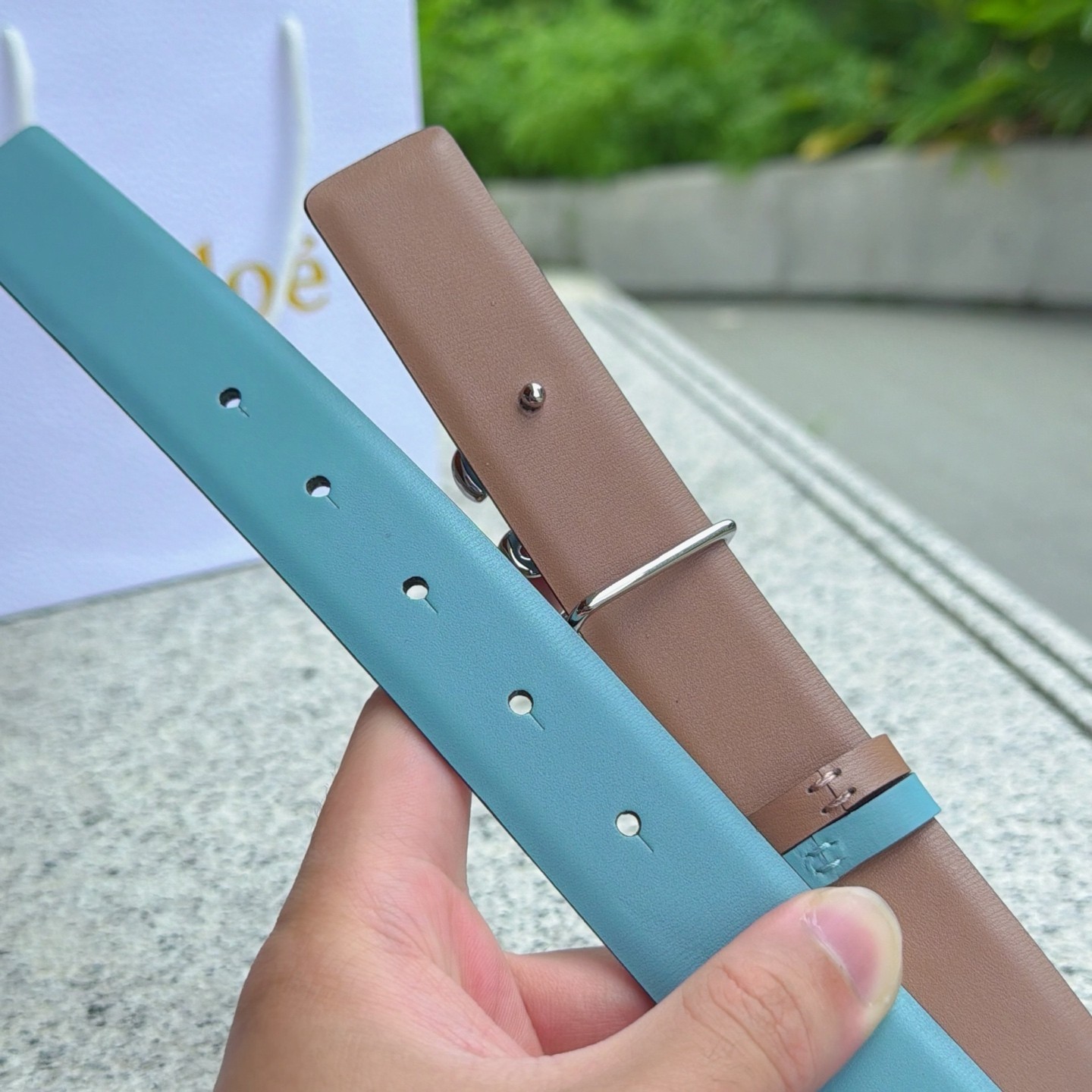 Chloe light blue leather belt