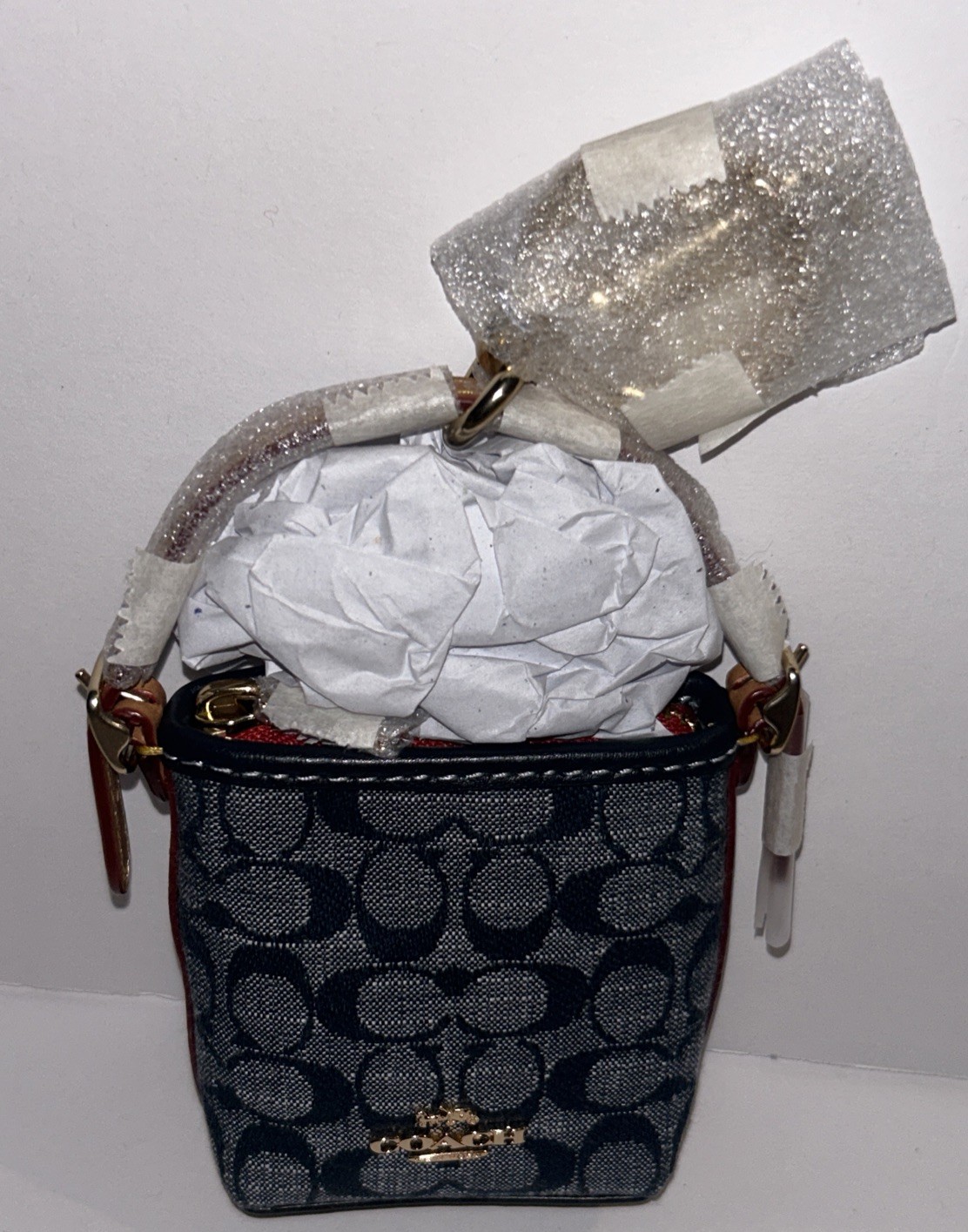🐼💦 Coach C8223 🐼💦 Mini Val Duffle Bag Charm In Signature Chambray 🐼 D30o2