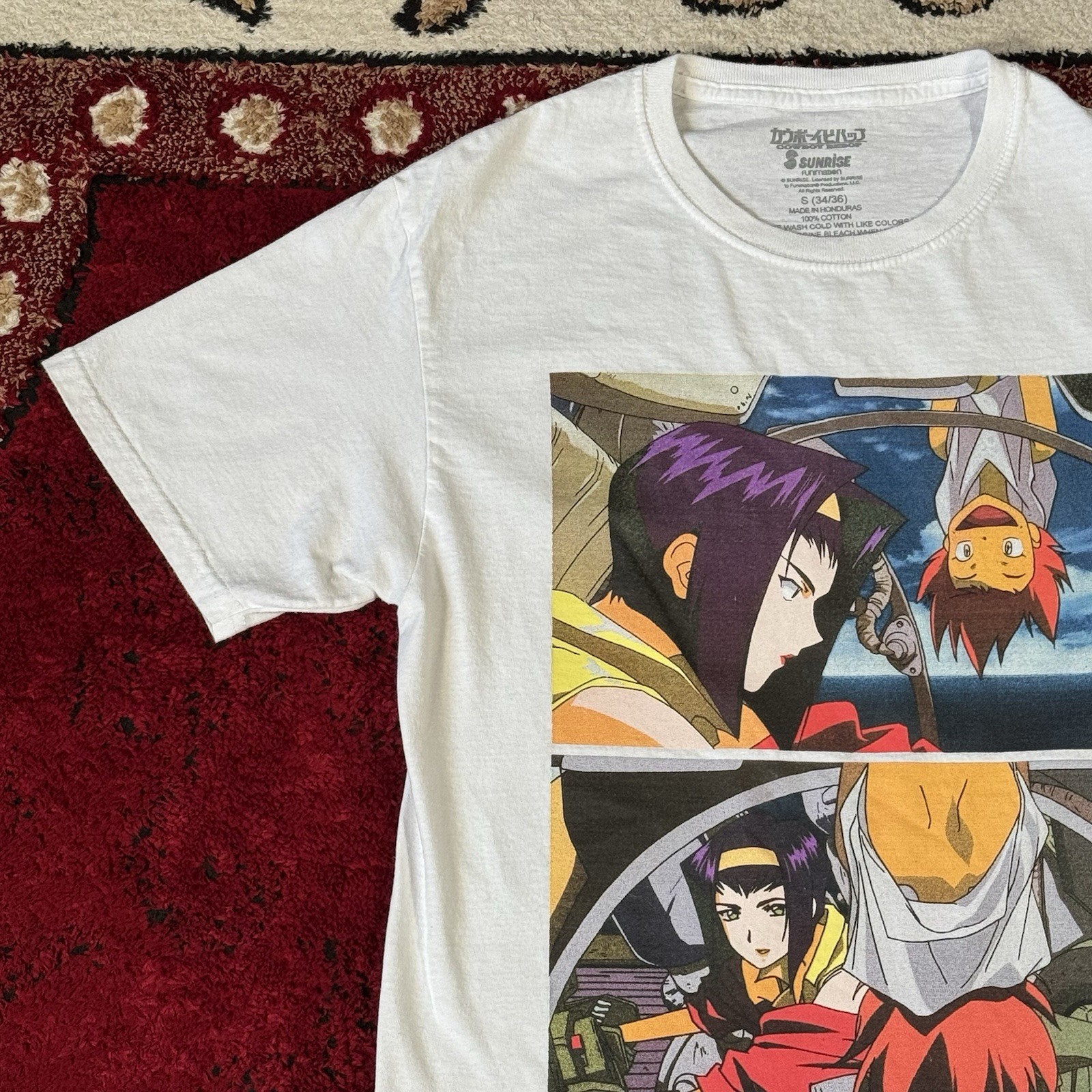 Cowboy Bebop Faye Valentine Edward Wong Anime White Graphic T Shirt Size S