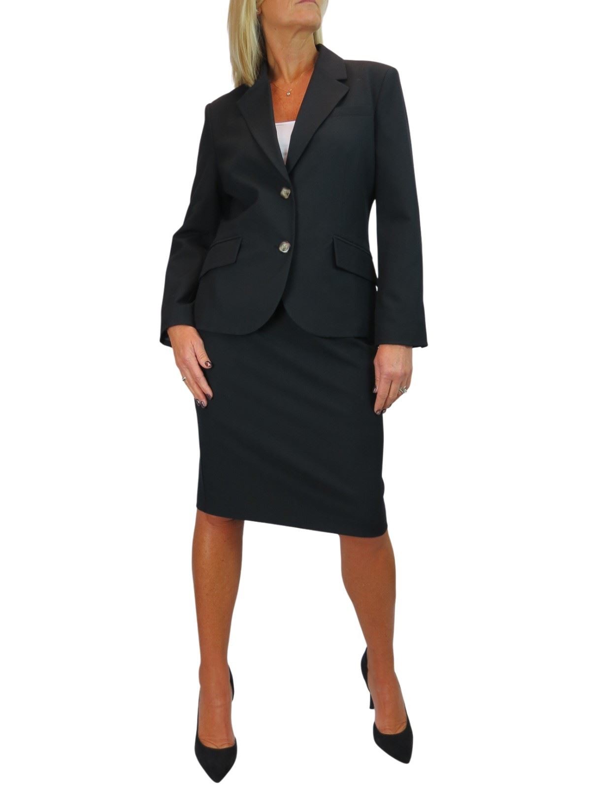 Ladies 2 Piece Tailored Suit – Skirt & Blazer Suit Fully Lined Essential Suit