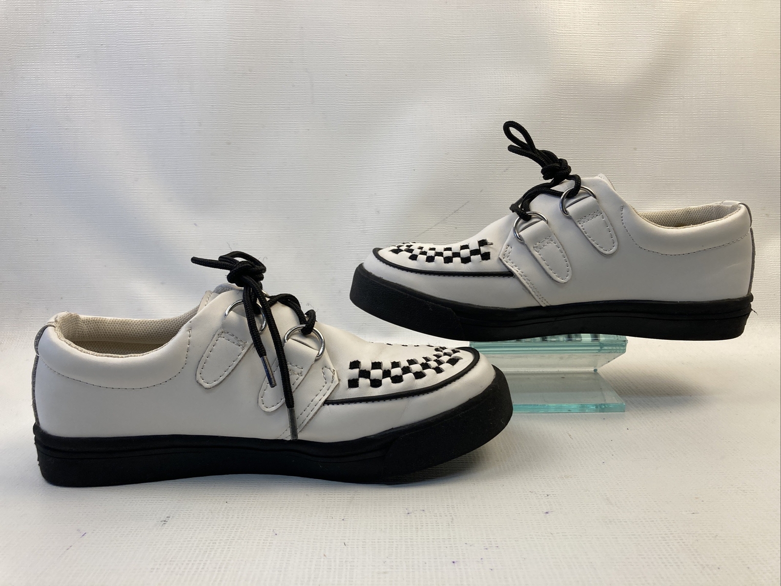 White W/ Black Leather Creepers US Men 4 Women-6 M T.U.K. EUC A6063/FM2047