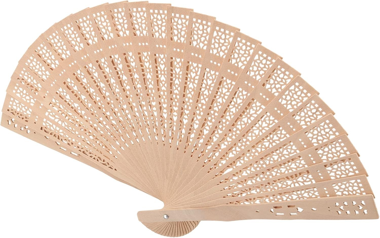 1PC Sandalwood Fan, Chinese Foldable Hand Fan Vintage Openwork Wood Fan
